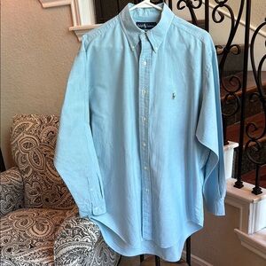 RALPH LAUREN Blue Long-Sleeve Button-Down Shirt, size 16-33